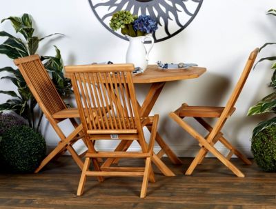 Traditional Teak Wood Outdoor Dining Set - Set of 5