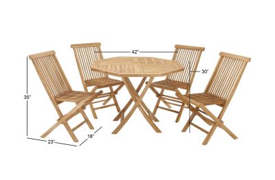 Traditional Teak Wood Outdoor Dining Set - Set of 5