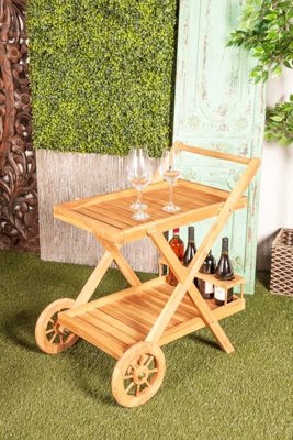 Traditional Teak Wood Bar Cart