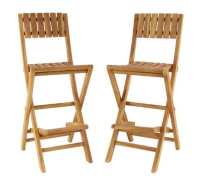 Traditional Teak Wood Bar Stool - Set of 2