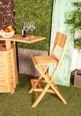 Traditional Teak Wood Bar Stool - Set of 2