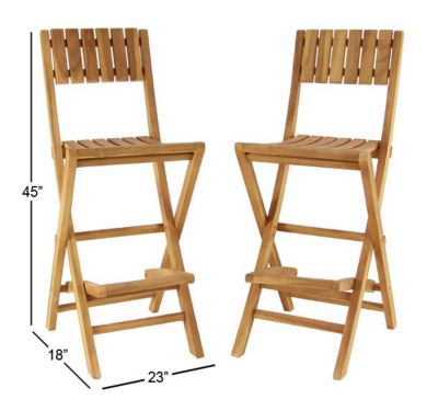 Traditional Teak Wood Bar Stool - Set of 2