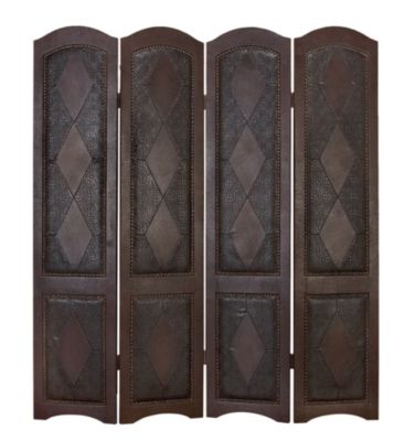 Traditional Faux Leather Room Divider Screen