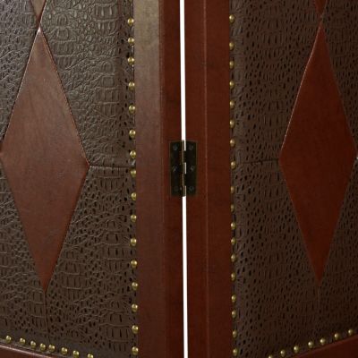 Traditional Faux Leather Room Divider Screen