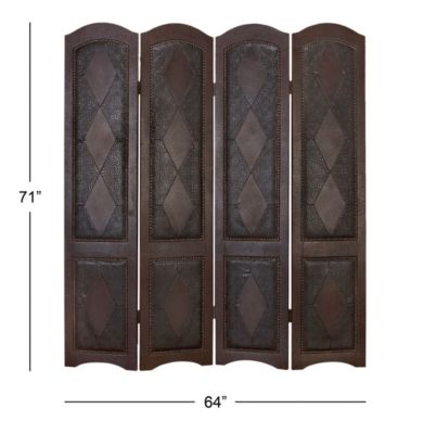 Traditional Faux Leather Room Divider Screen