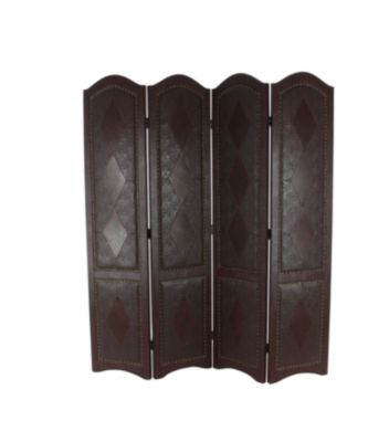 Traditional Faux Leather Room Divider Screen