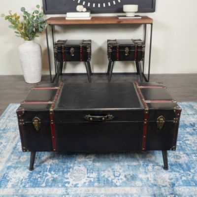 Traditional Faux Leather Coffee Table - Set of 3