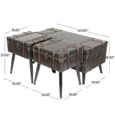 Traditional Faux Leather Coffee Table - Set of 3