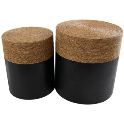 Bohemian Wood Accent Table - Set of 2