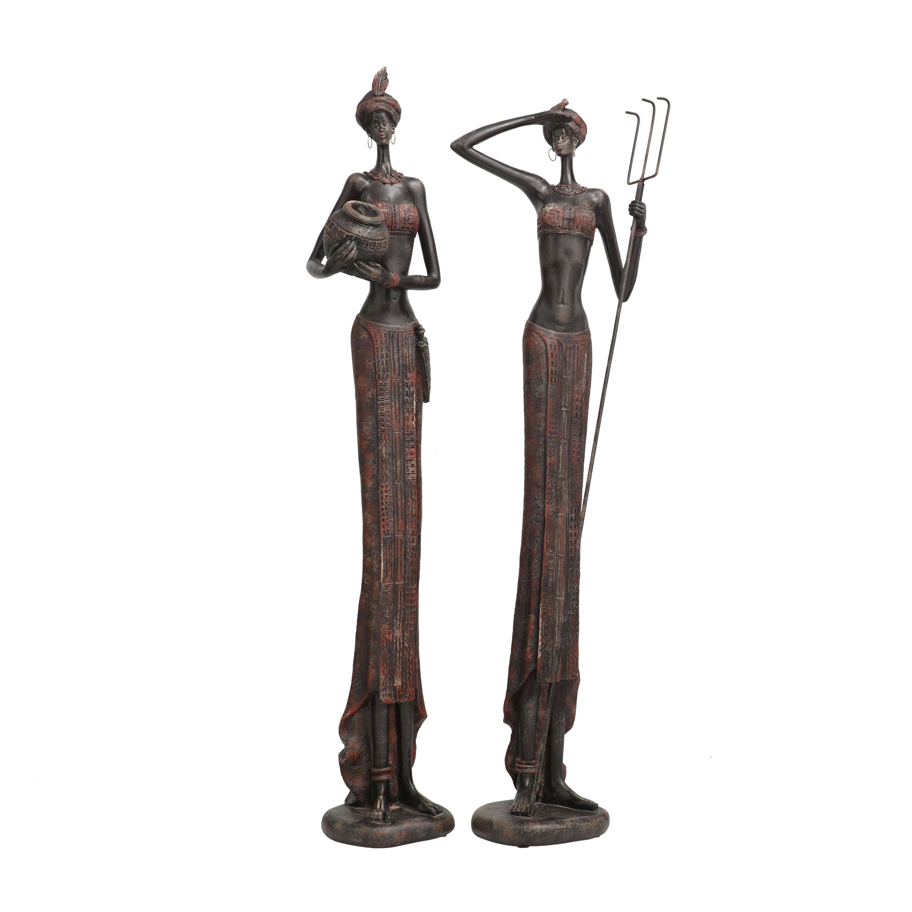 Eclectic Polystone Sculpture - Set of 2