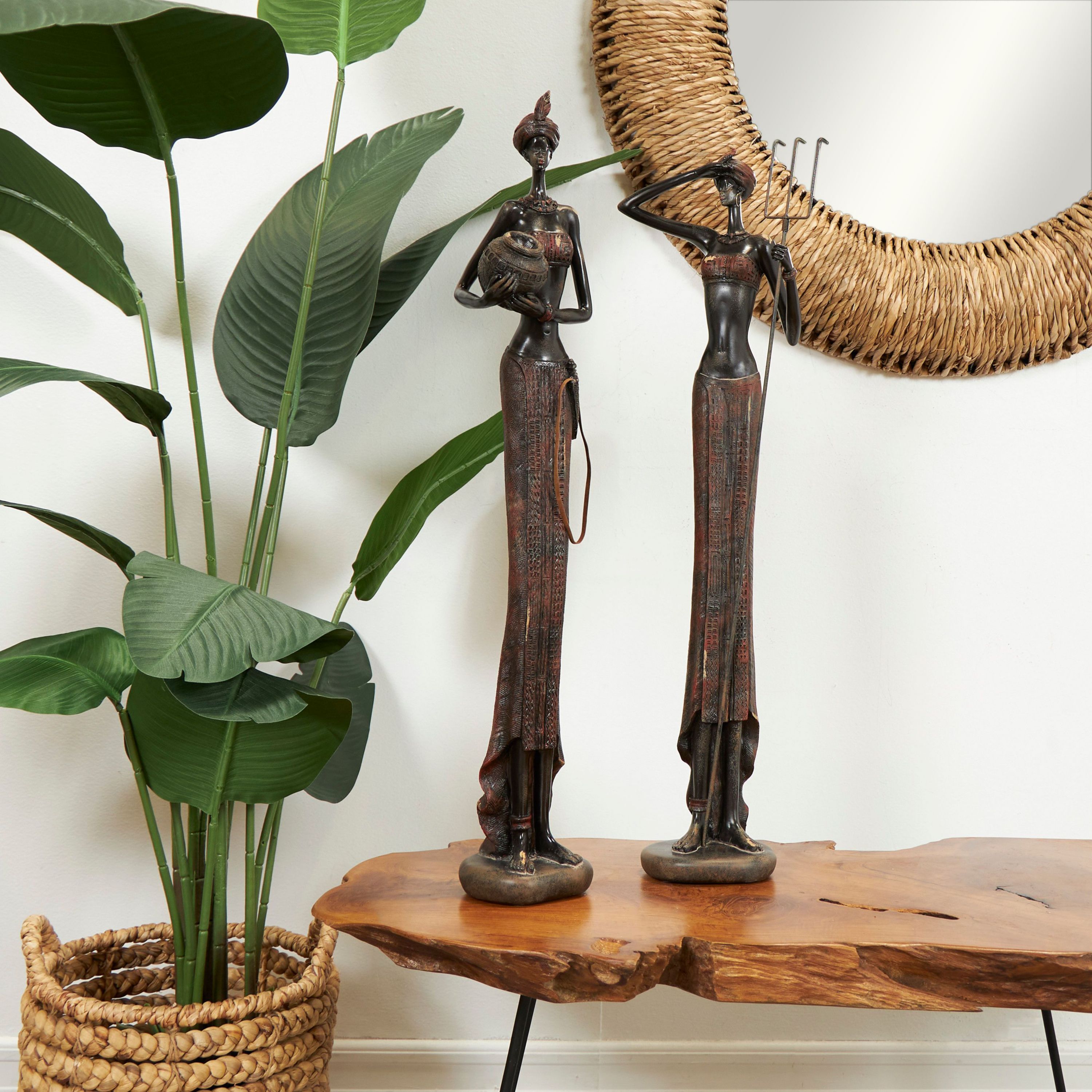 Eclectic Polystone Sculpture - Set of 2