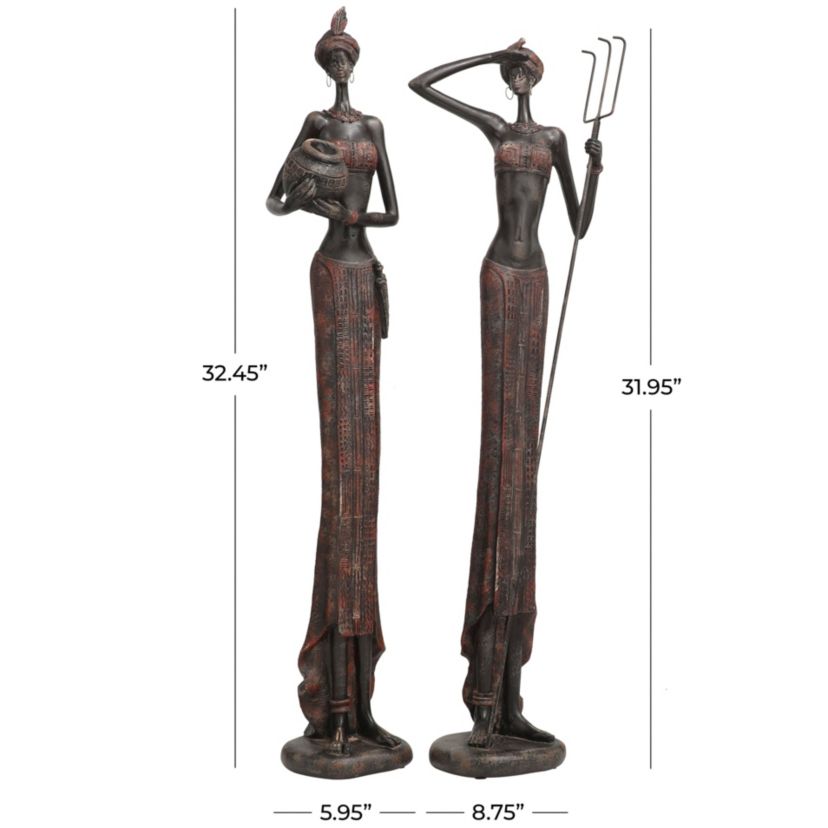 Eclectic Polystone Sculpture - Set of 2