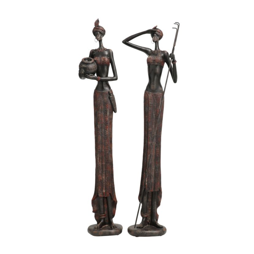 Eclectic Polystone Sculpture - Set of 2