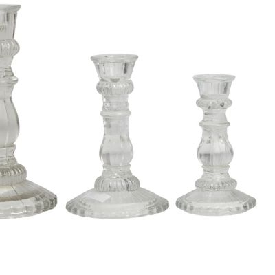 Modern Glass Candle Holder - Set of 3