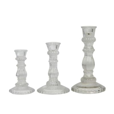 Modern Glass Candle Holder - Set of 3