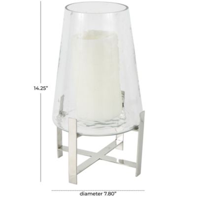 Contemporary Stainless Steel Metal Hurricane Lamp