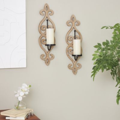 Traditional Wooden Wall Sconce - Set of 2