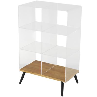 Monroe Lane Contemporary Acrylic Plastic 6 Section Storage Shelving Unit with Wood Base