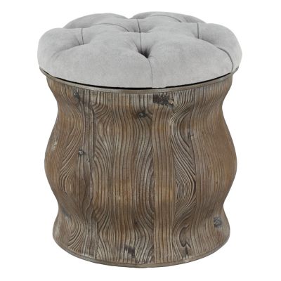 Rustic Wood Storage Stool