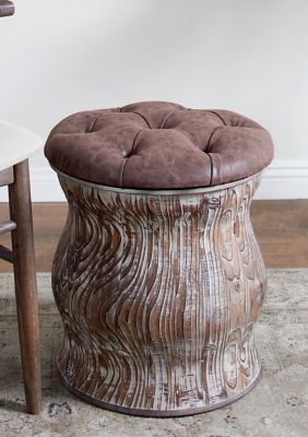 Rustic Wood Storage Stool