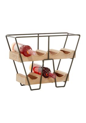 Brown Wood Industrial Wine Rack