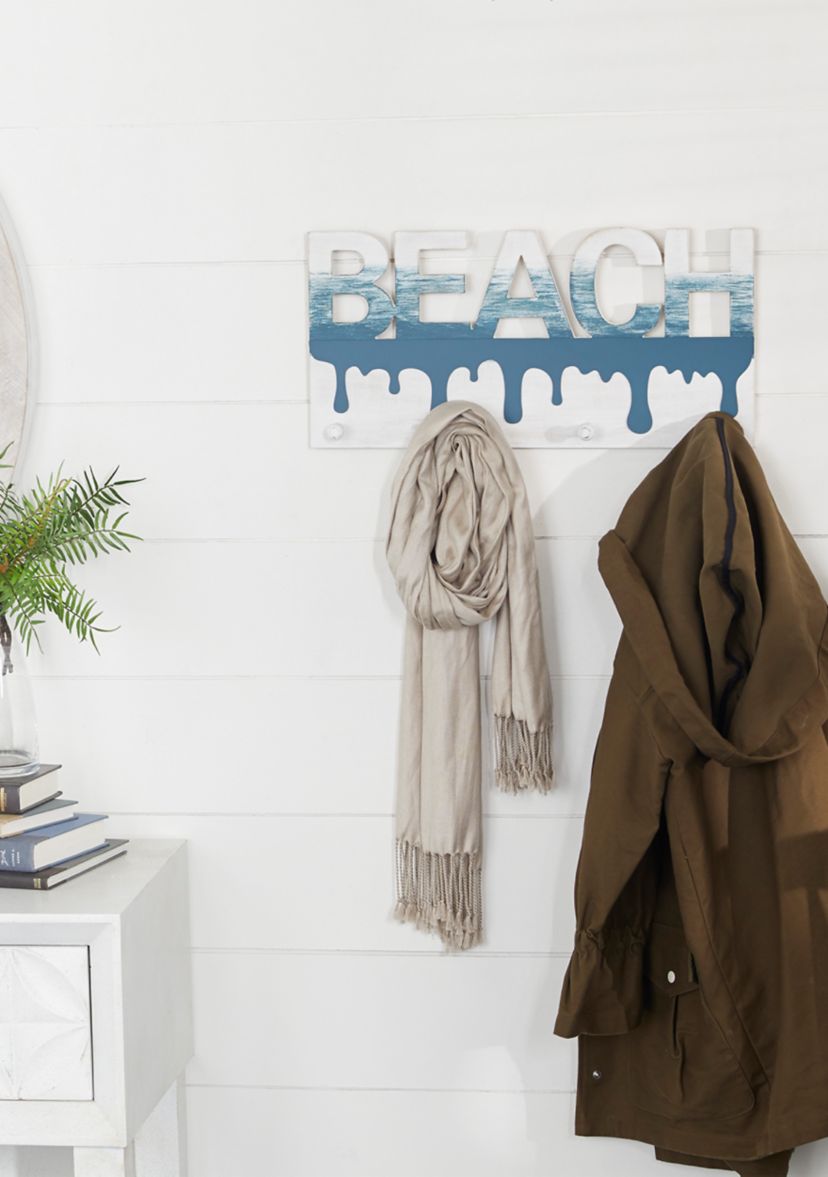 Blue Wood Coastal Wall Hook