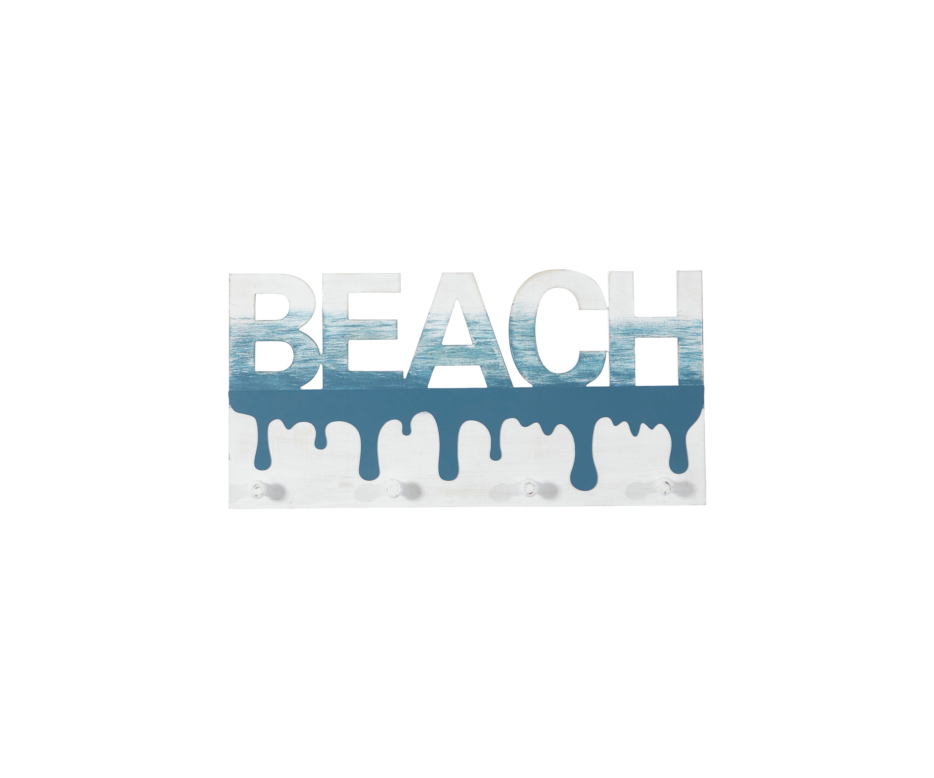 Blue Wood Coastal Wall Hook