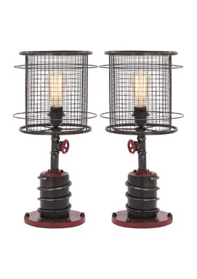 Industrial Metal Accent Lamp - Set of 2