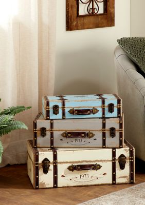 Farmhouse Wooden Trunk - Set of 3