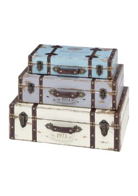 Farmhouse Wooden Trunk - Set of 3