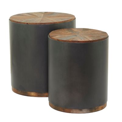 Rustic Metal Accent Table - Set of 2