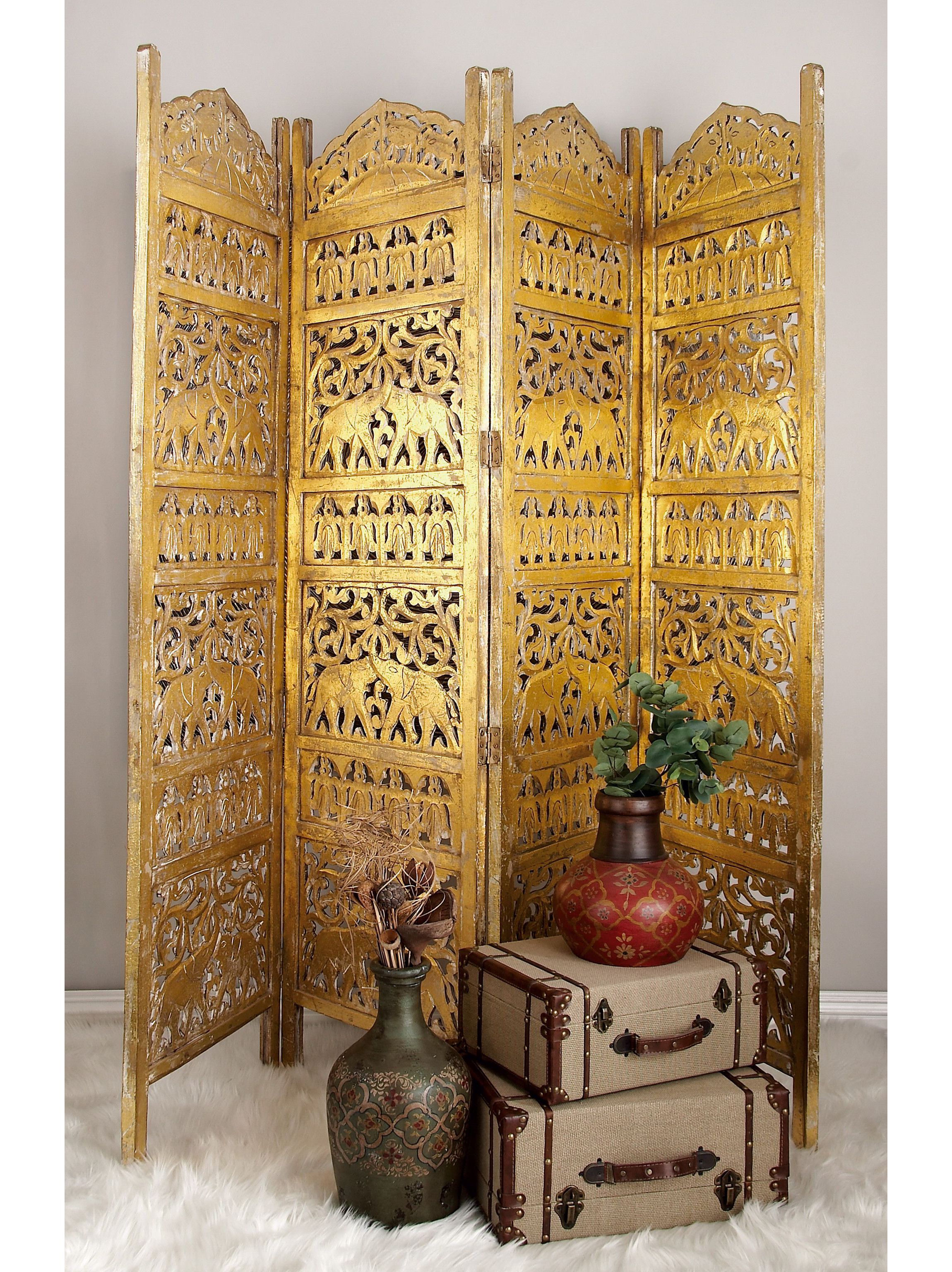 Traditional Wooden Room Divider Screen