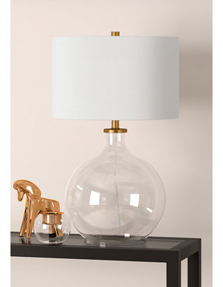 Carter Laelia Clear Glass Table Lamp, Large Clear Glass Base Table Lamp