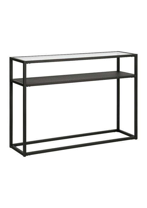 Nellie Blackened Bronze Console Table with Metal Mesh Shelf