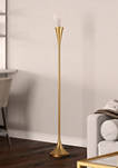 Moura Brass Torchiere Floor Lamp with Clear Glass Shade