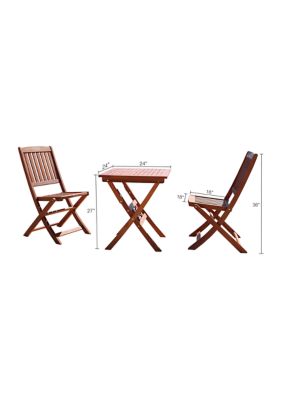 VIFAH Malibu 3-Piece Wood Outdoor Patio Bistro Set -  8935083201124