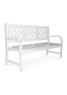 Bradley Outdoor Patio 4-Foot Wood Garden Bench in White