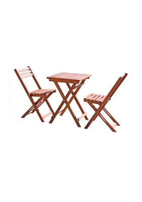 VIFAH Malibu Outdoor Patio 3-Piece Wood Bistro Set -  8935083214469