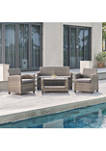 Gabrielle Resin Wicker Mixed Acacia Wood  Patio Lounge Sofa Set in Grey with Cushion