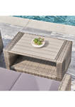 Gabrielle Resin Wicker Mixed Acacia Wood  Patio Lounge Sofa Set in Grey with Cushion