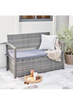 Gabrielle All Weather Resin Wicker Lounge Patio Sofa Storage Bench in Gray with Cushion