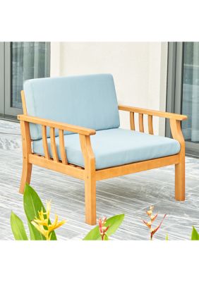 Kapalua Honey Nautical Curve Eucalyptus Wooden Outdoor Sofa Chair with Cushion