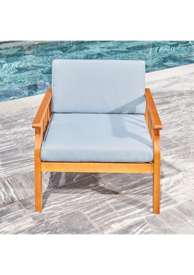 Kapalua Honey Nautical Curve Eucalyptus Wooden Outdoor Sofa Chair with Cushion