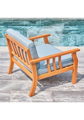 Kapalua Honey Nautical Curve Eucalyptus Wooden Outdoor Sofa Chair with Cushion