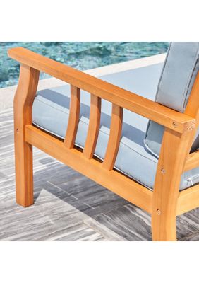 Kapalua Honey Nautical Curve Eucalyptus Wooden Outdoor Sofa Chair with Cushion