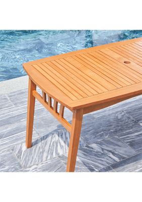 Kapalua Honey Eucalyptus Wooden Outdoor Dining Table with Umbrella Hole