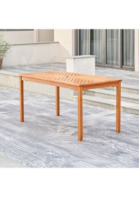 Olina Honey Fish Bone Eucalyptus Wooden Patio Dining Table