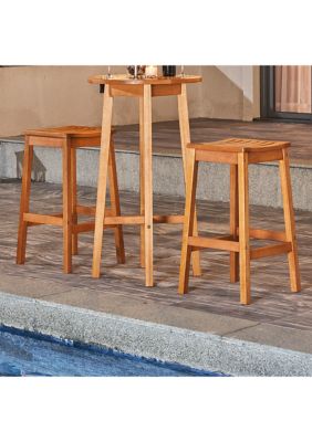  Olina Honey Eucalyptus Wooden Outdoor Dining Stool 