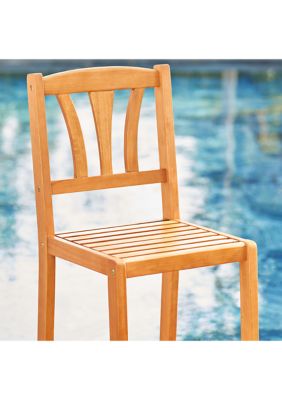 Kapalua Honey Nautical Eucalyptus Wooden Outdoor Bar Chair