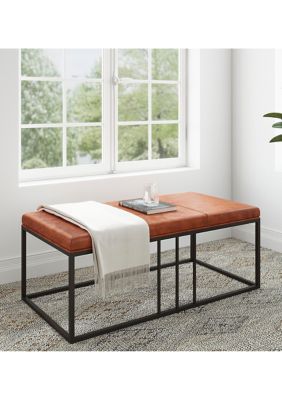 Riley Indoor Brown Faux Leather Multi-Function Entry Bench - Table